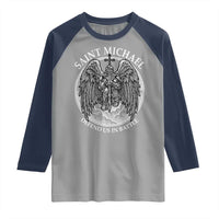 Saint Michael The Archangel Raglan Shirt Defend Us In Battle Christian Faith - Wonder Print Shop
