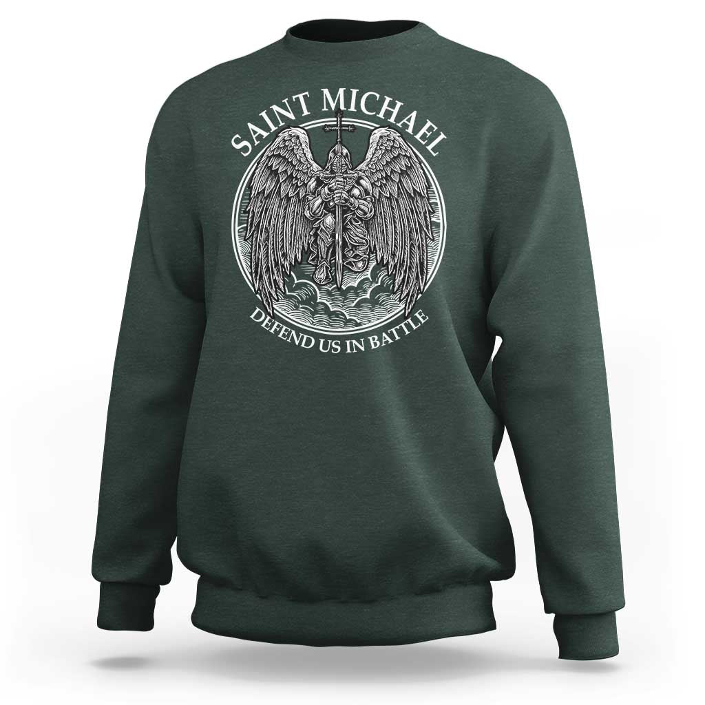 Saint Michael The Archangel Sweatshirt Defend Us In Battle Christian Faith - Wonder Print Shop