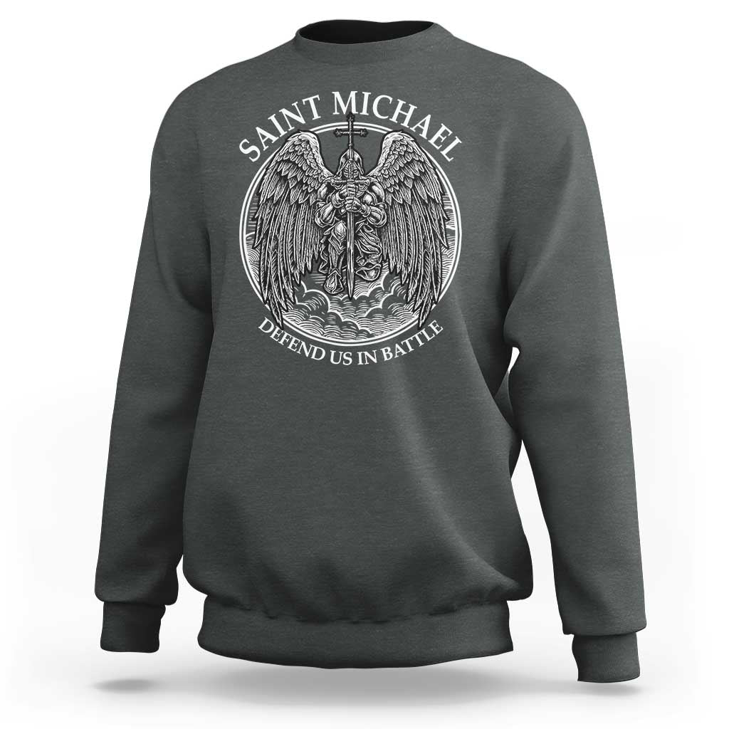 Saint Michael The Archangel Sweatshirt Defend Us In Battle Christian Faith - Wonder Print Shop