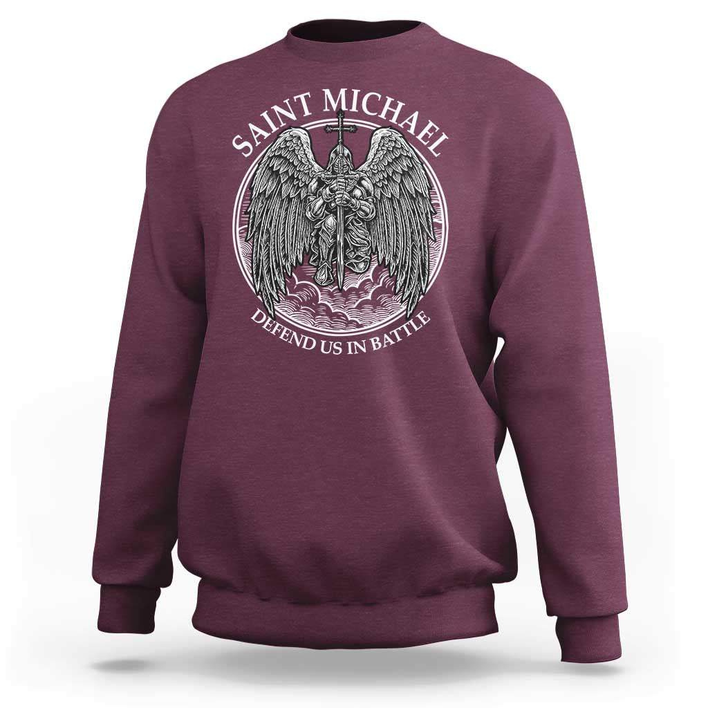 Saint Michael The Archangel Sweatshirt Defend Us In Battle Christian Faith - Wonder Print Shop