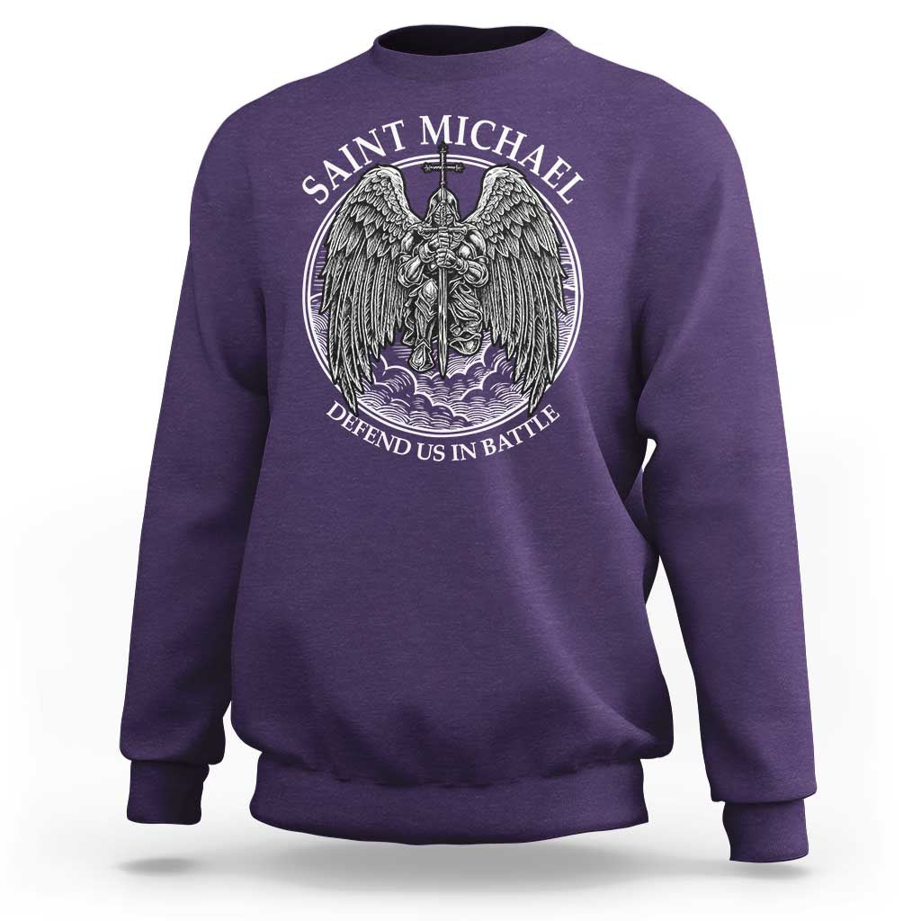Saint Michael The Archangel Sweatshirt Defend Us In Battle Christian Faith - Wonder Print Shop