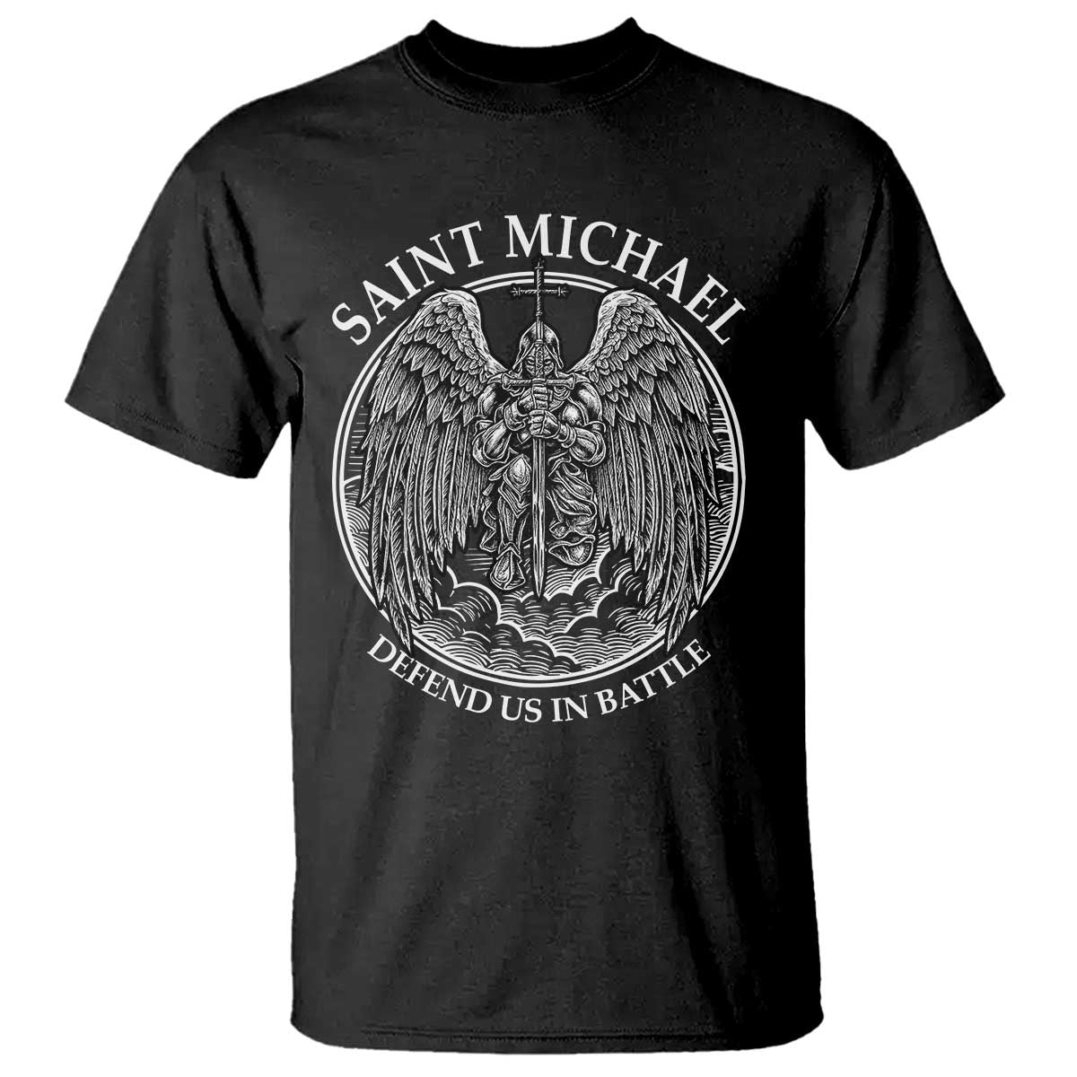 Saint Michael The Archangel T Shirt Defend Us In Battle Christian Faith - Wonder Print Shop
