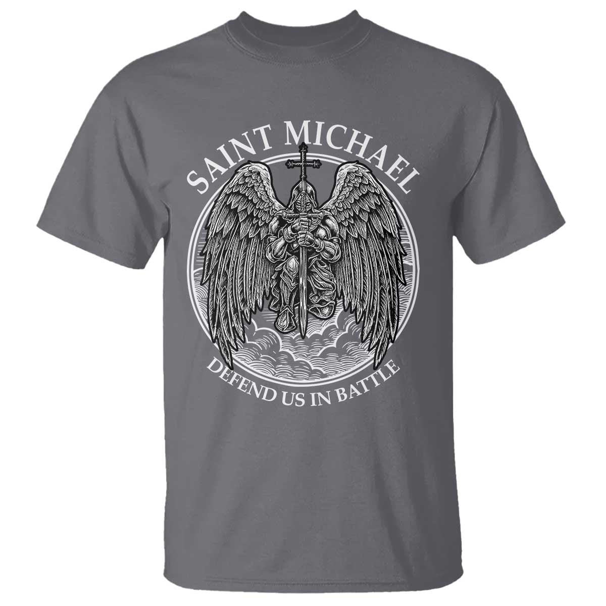 Saint Michael The Archangel T Shirt Defend Us In Battle Christian Faith - Wonder Print Shop