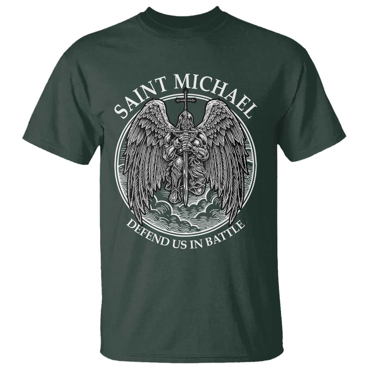 Saint Michael The Archangel T Shirt Defend Us In Battle Christian Faith - Wonder Print Shop
