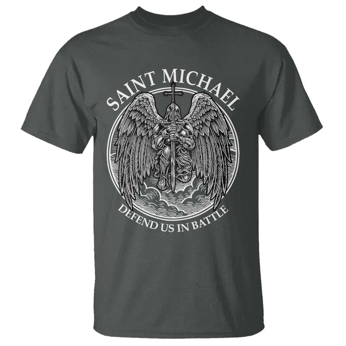 Saint Michael The Archangel T Shirt Defend Us In Battle Christian Faith - Wonder Print Shop