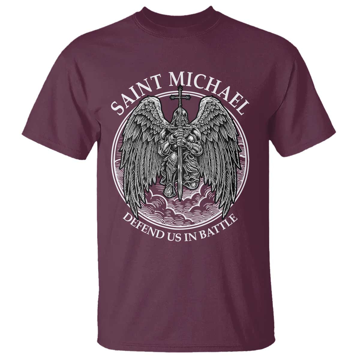 Saint Michael The Archangel T Shirt Defend Us In Battle Christian Faith - Wonder Print Shop