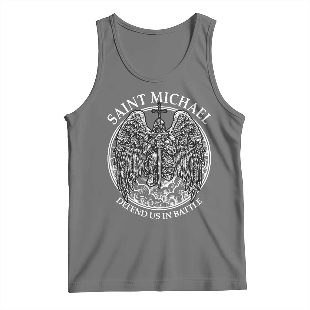 Saint Michael The Archangel Tank Top Defend Us In Battle Christian Faith - Wonder Print Shop