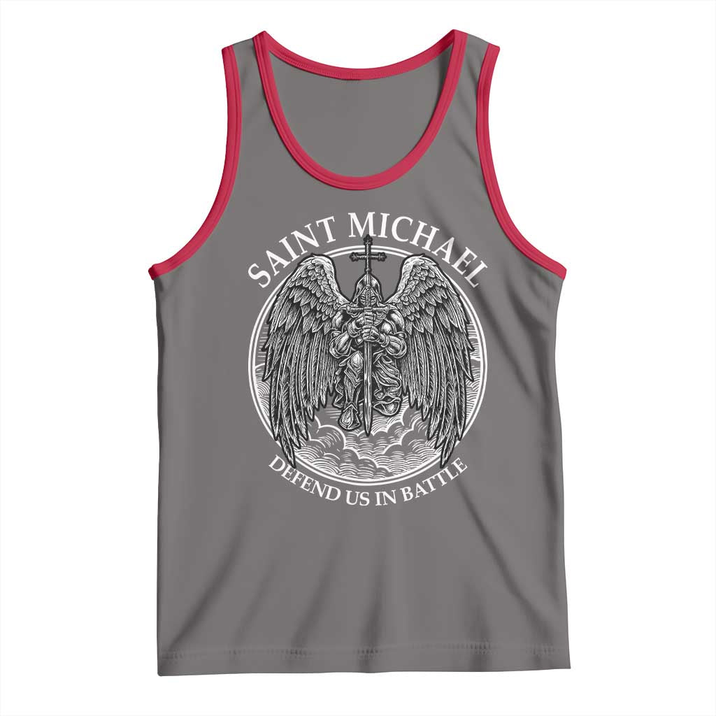 Saint Michael The Archangel Tank Top Defend Us In Battle Christian Faith - Wonder Print Shop