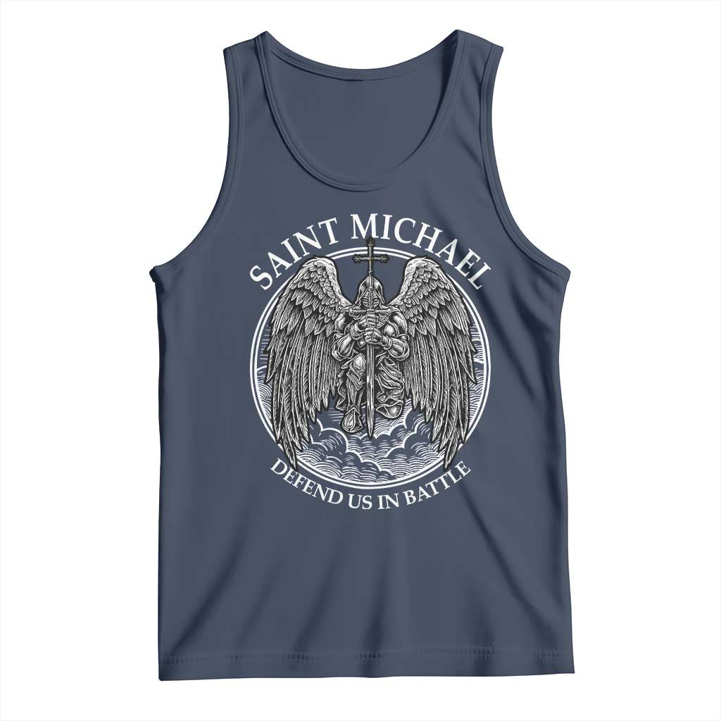 Saint Michael The Archangel Tank Top Defend Us In Battle Christian Faith - Wonder Print Shop