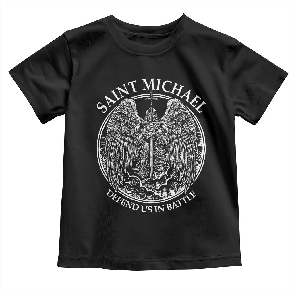 Saint Michael The Archangel Toddler T Shirt Defend Us In Battle Christian Faith - Wonder Print Shop