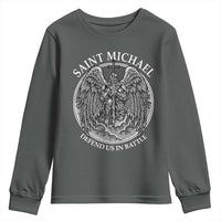 Saint Michael The Archangel Youth Sweatshirt Defend Us In Battle Christian Faith - Wonder Print Shop