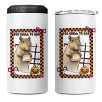 Halloween Capybara 4 in 1 Can Cooler Tumbler Funny Too Chill To Boo