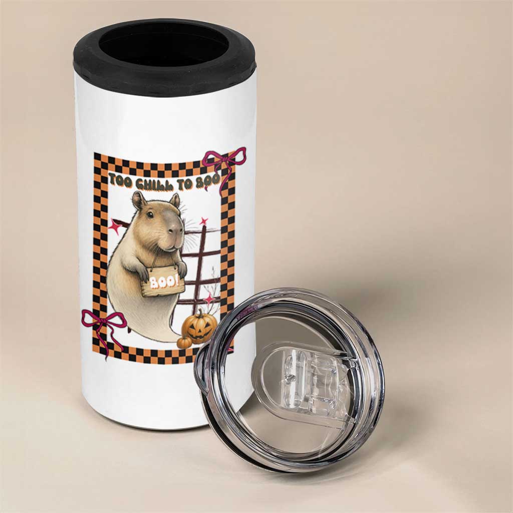 Halloween Capybara 4 in 1 Can Cooler Tumbler Funny Too Chill To Boo