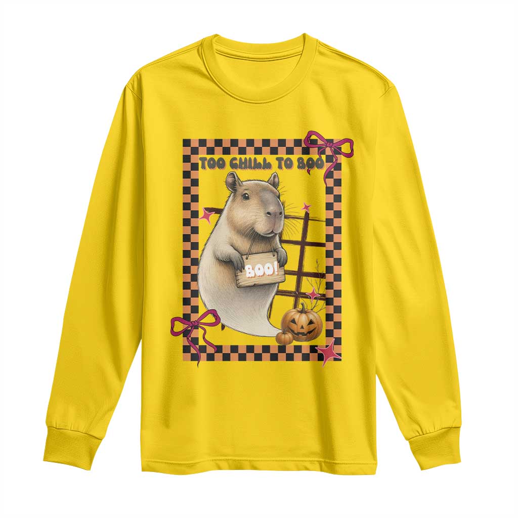 Halloween Capybara Long Sleeve Shirt Funny Too Chill To Boo - Wonder Print Shop