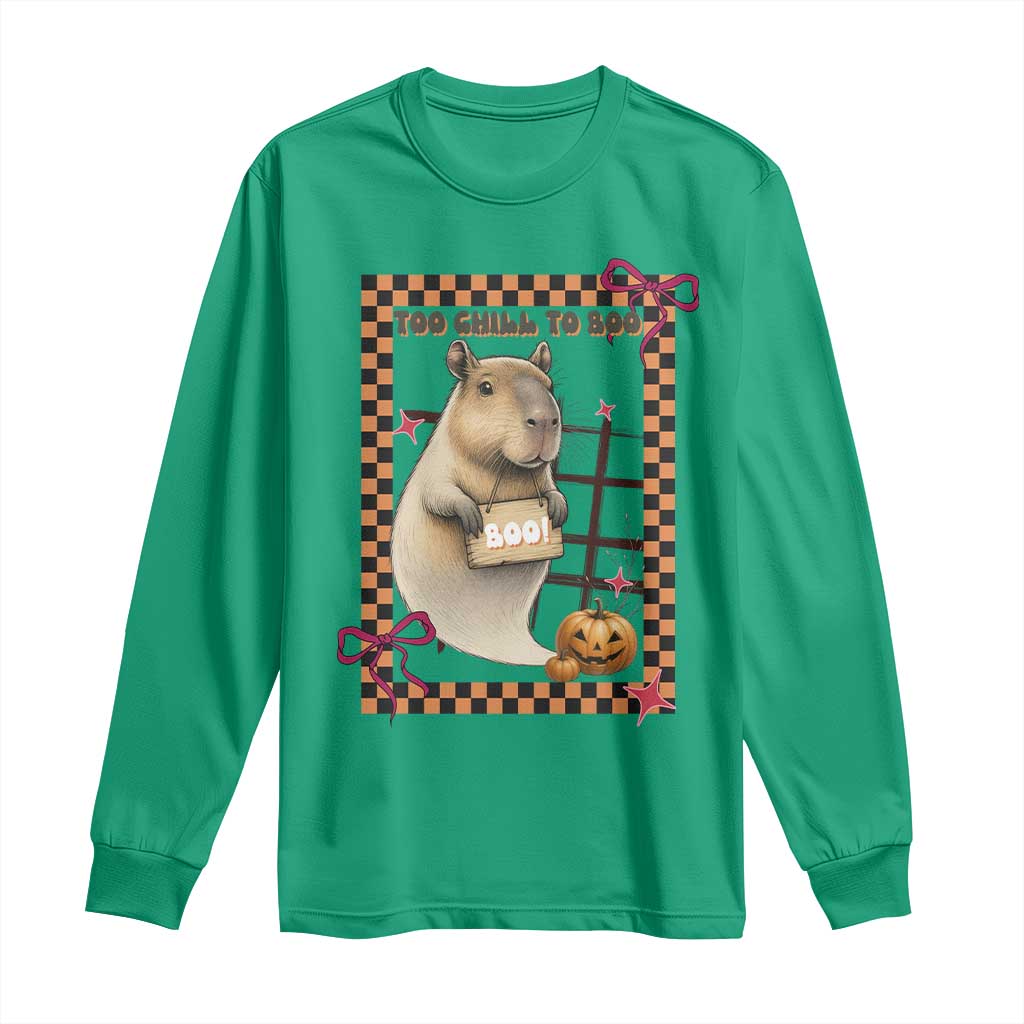 Halloween Capybara Long Sleeve Shirt Funny Too Chill To Boo - Wonder Print Shop