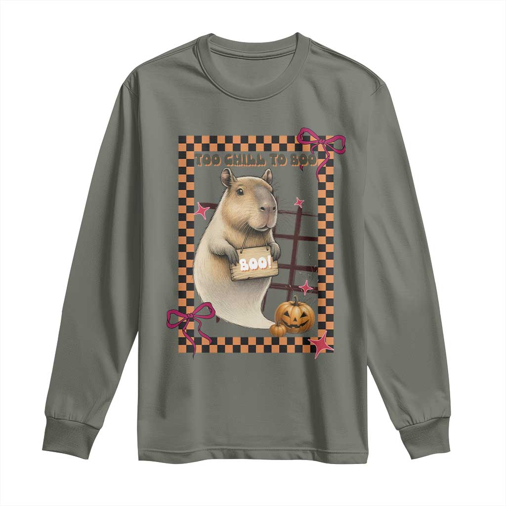 Halloween Capybara Long Sleeve Shirt Funny Too Chill To Boo - Wonder Print Shop