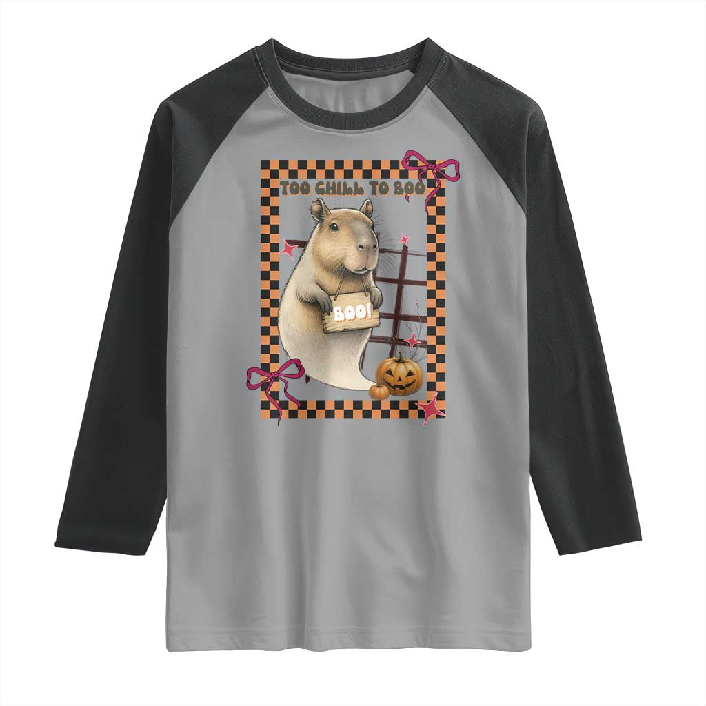 Halloween Capybara Raglan Shirt Funny Too Chill To Boo - Wonder Print Shop