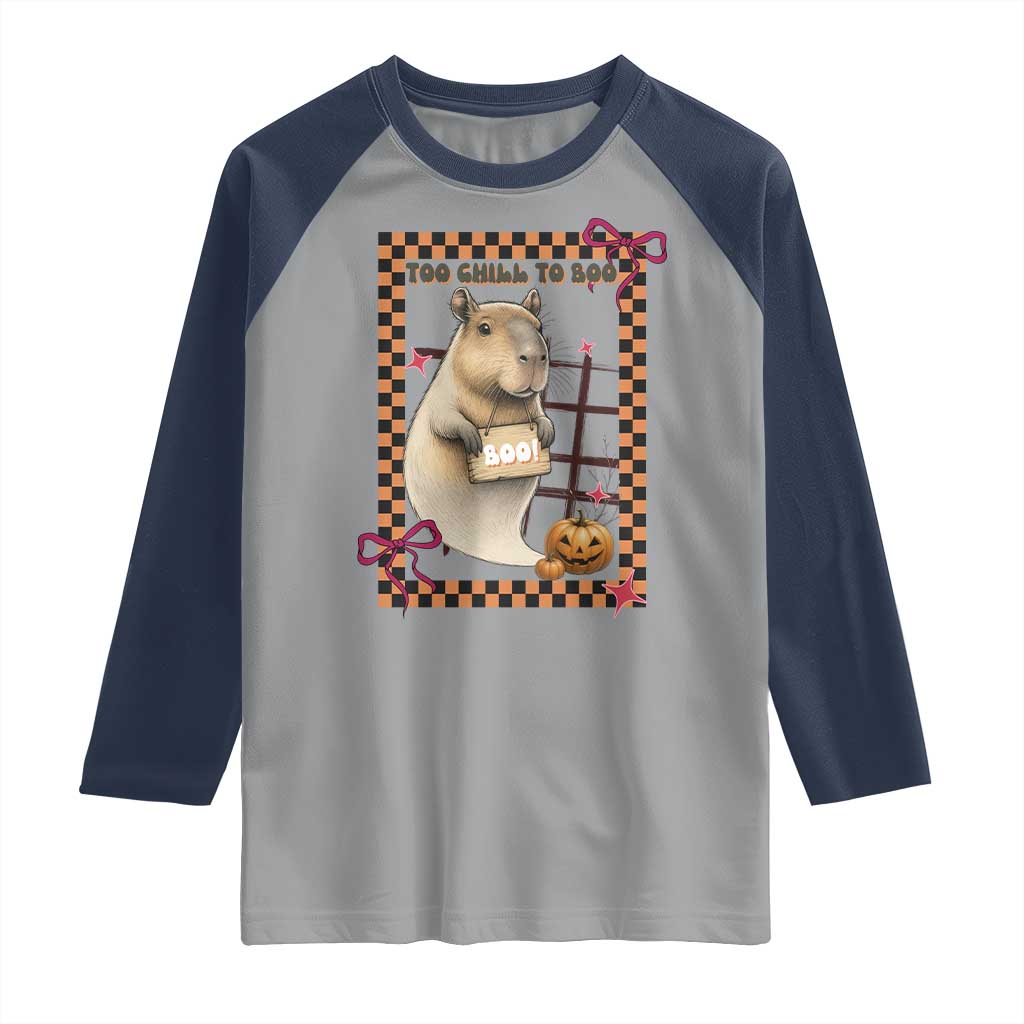 Halloween Capybara Raglan Shirt Funny Too Chill To Boo - Wonder Print Shop