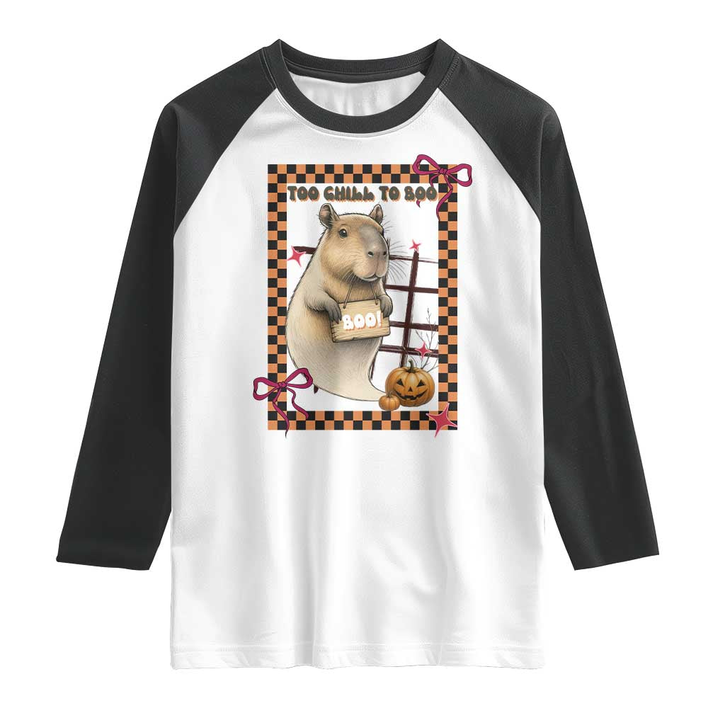 Halloween Capybara Raglan Shirt Funny Too Chill To Boo - Wonder Print Shop