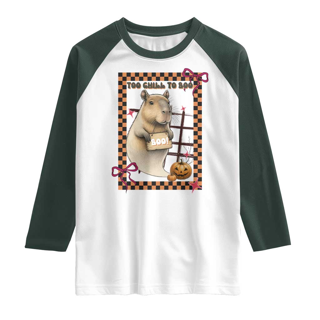 Halloween Capybara Raglan Shirt Funny Too Chill To Boo - Wonder Print Shop