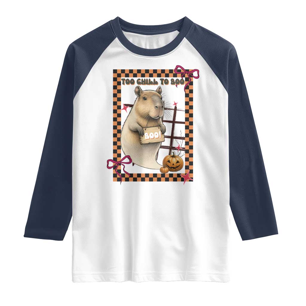 Halloween Capybara Raglan Shirt Funny Too Chill To Boo - Wonder Print Shop