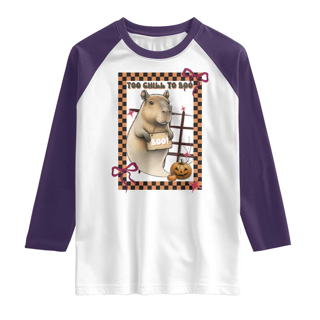 Halloween Capybara Raglan Shirt Funny Too Chill To Boo - Wonder Print Shop