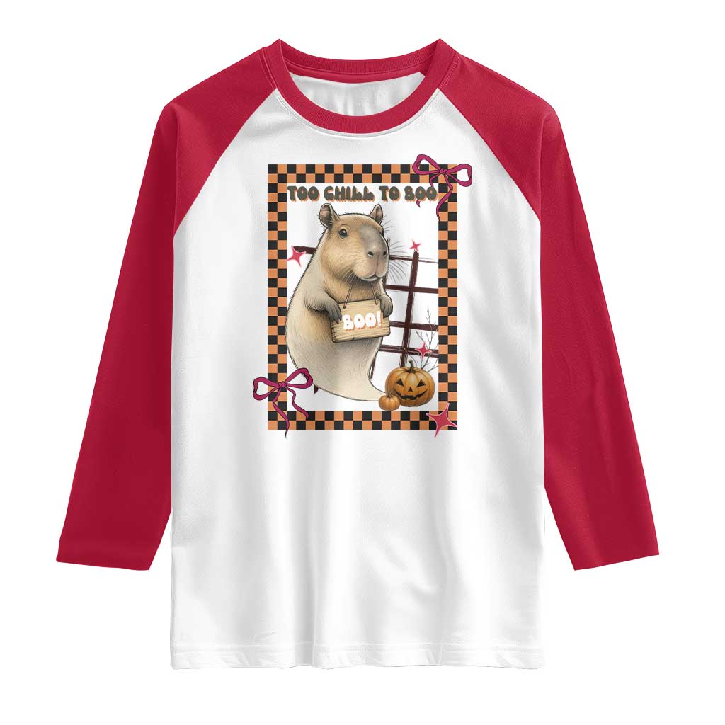Halloween Capybara Raglan Shirt Funny Too Chill To Boo - Wonder Print Shop