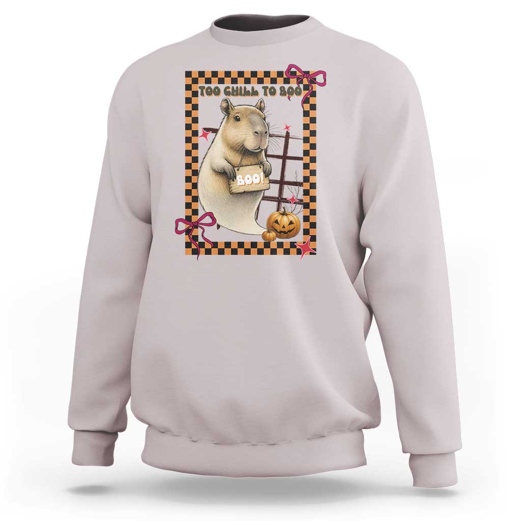 Halloween Capybara Sweatshirt Funny Too Chill To Boo - Wonder Print Shop