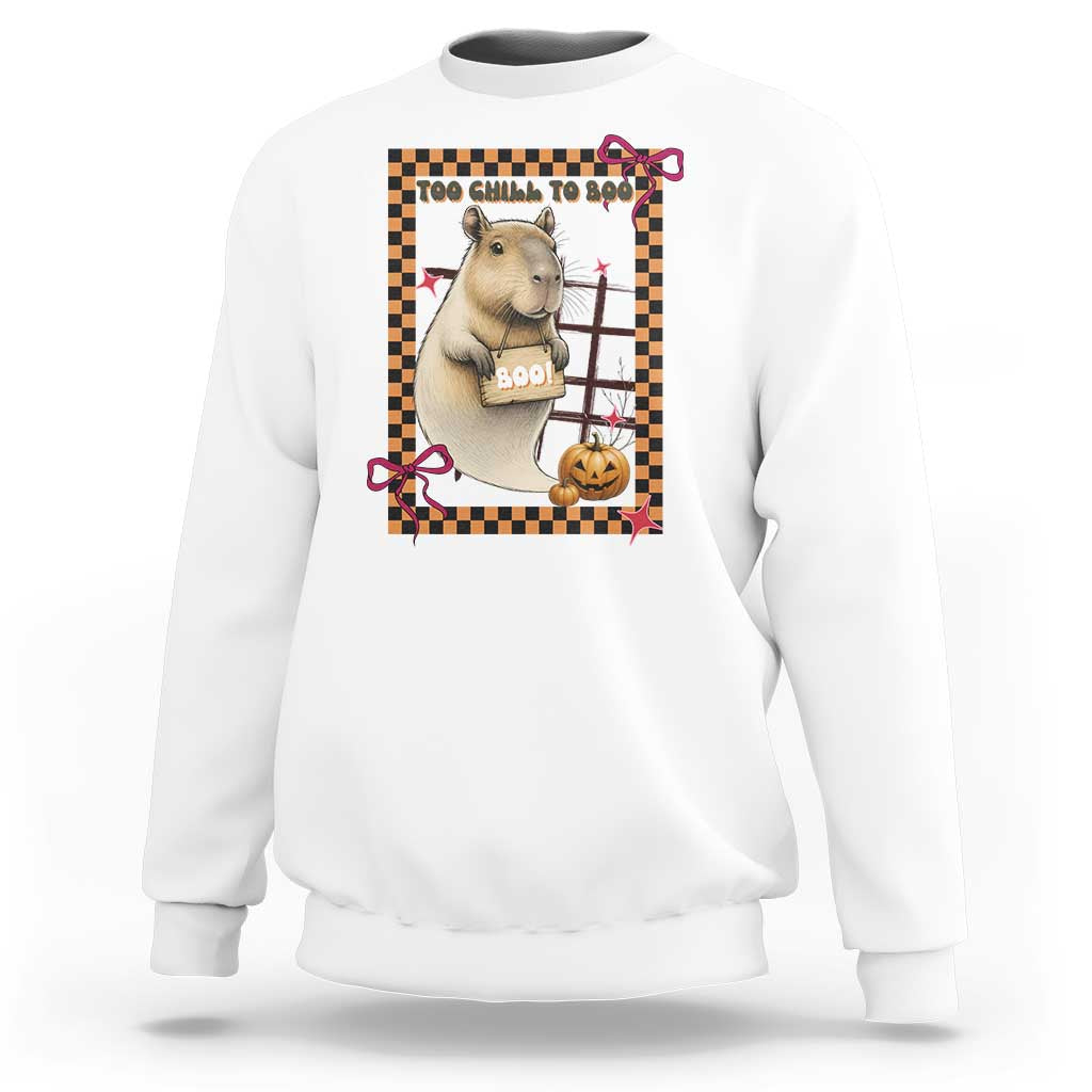 Halloween Capybara Sweatshirt Funny Too Chill To Boo - Wonder Print Shop