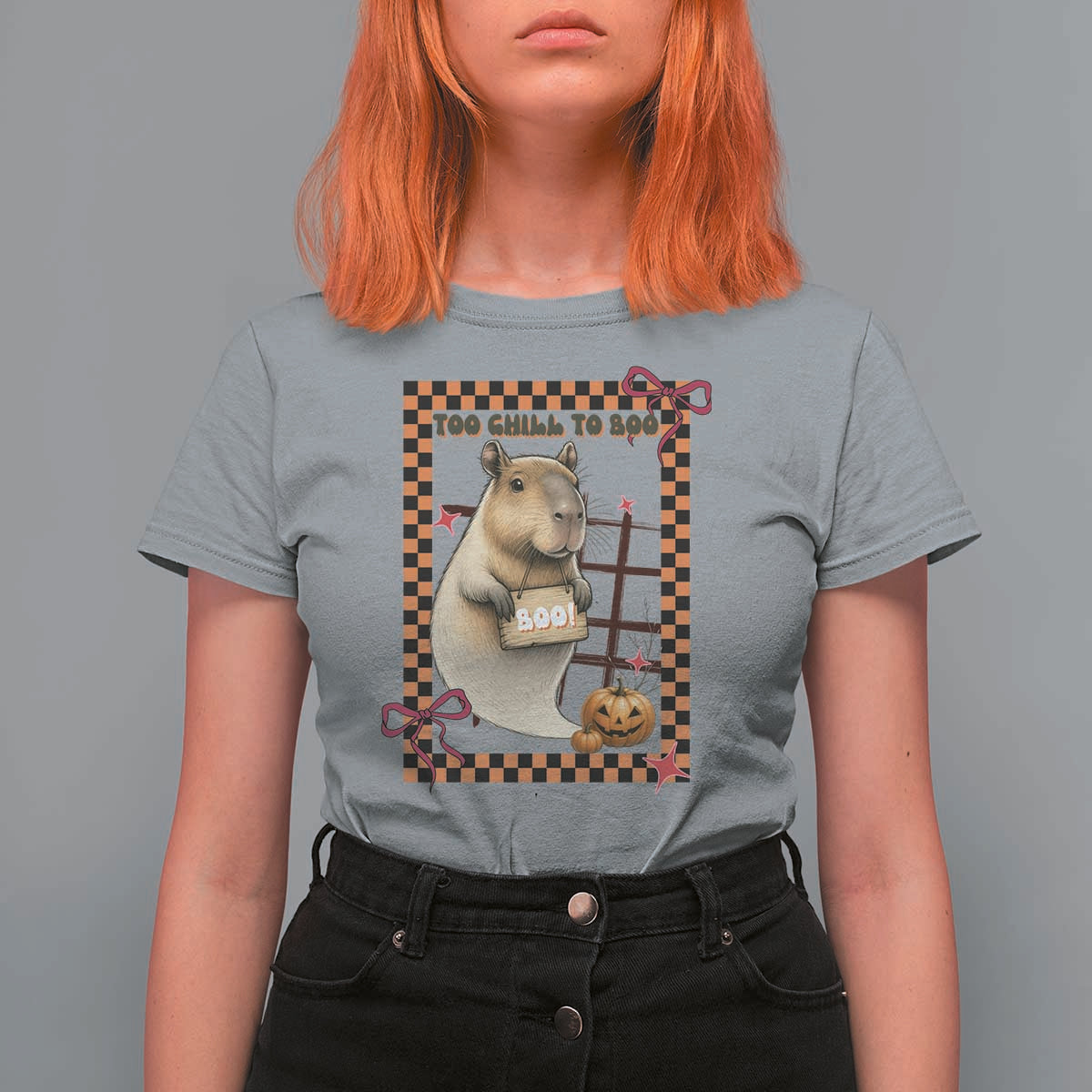 Halloween Capybara T Shirt For Women Funny Too Chill To Boo - Wonder Print Shop