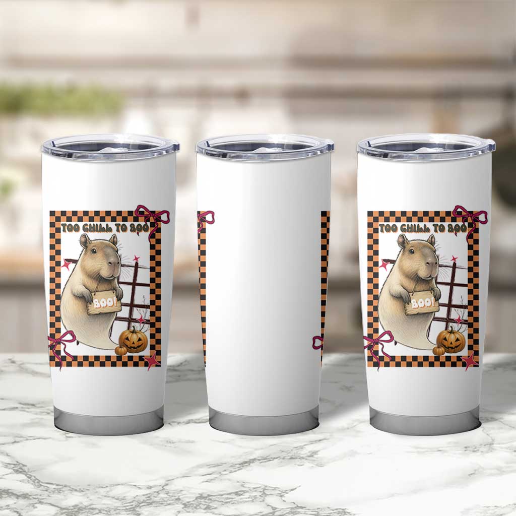 Halloween Capybara Tumbler Cup Funny Too Chill To Boo