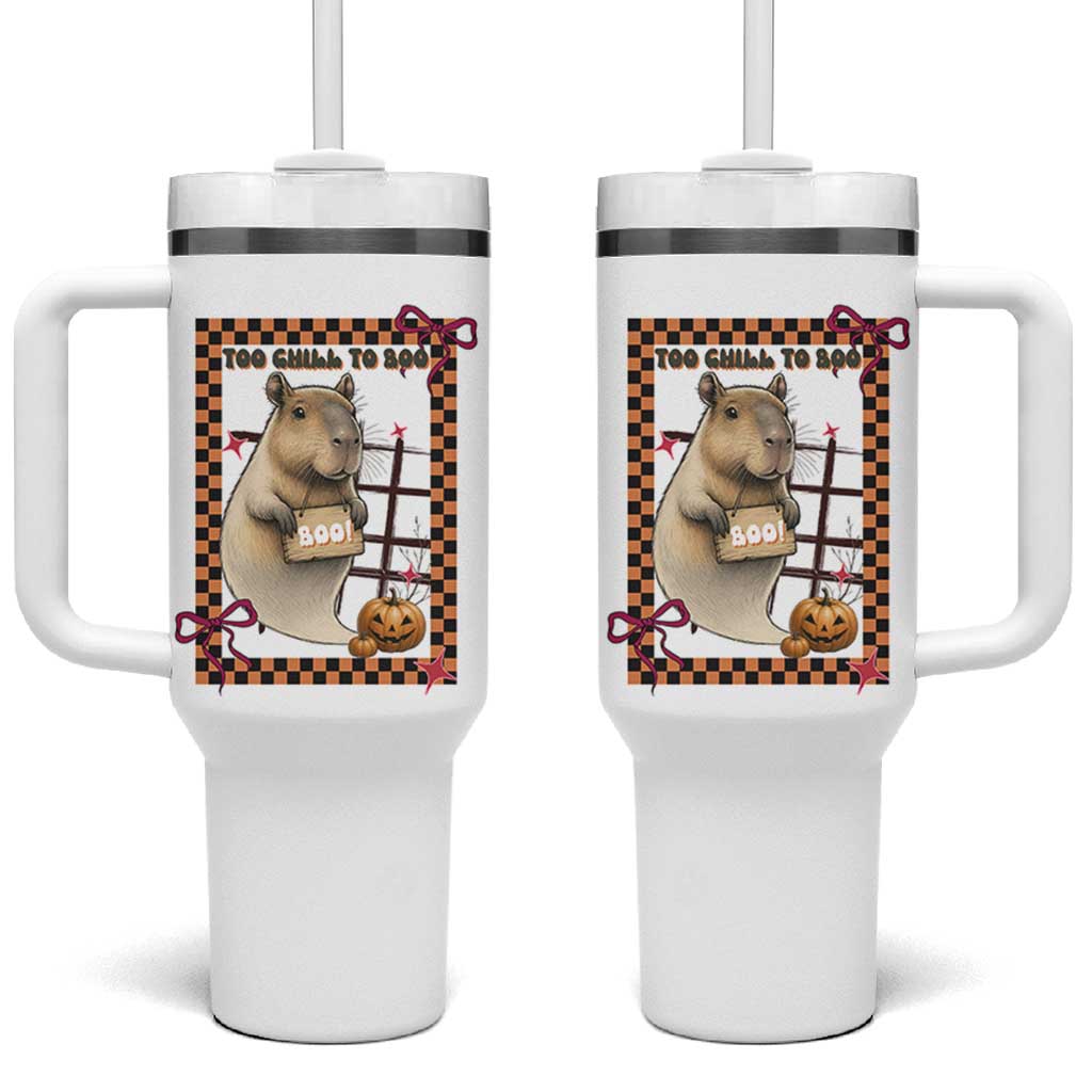 Halloween Capybara Tumbler With Handle Funny Too Chill To Boo