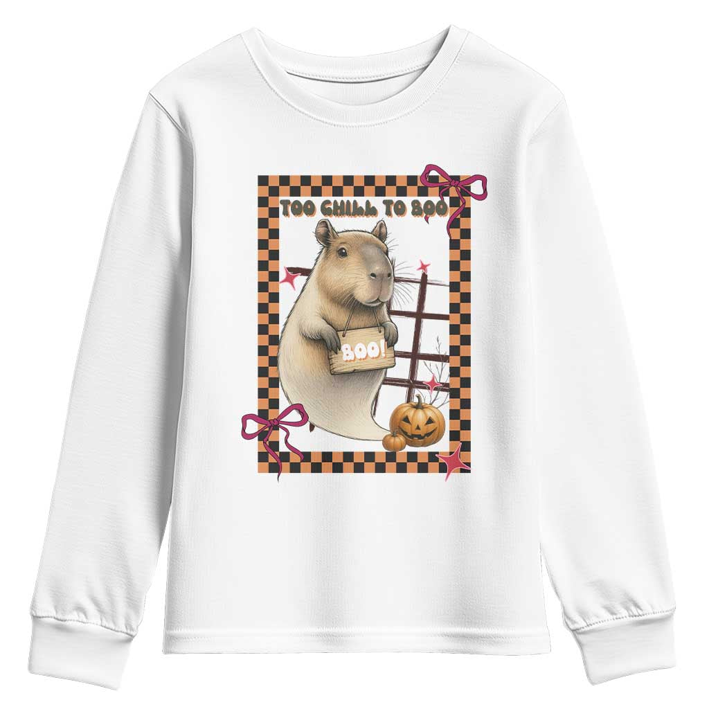 Halloween Capybara Youth Sweatshirt Funny Too Chill To Boo - Wonder Print Shop