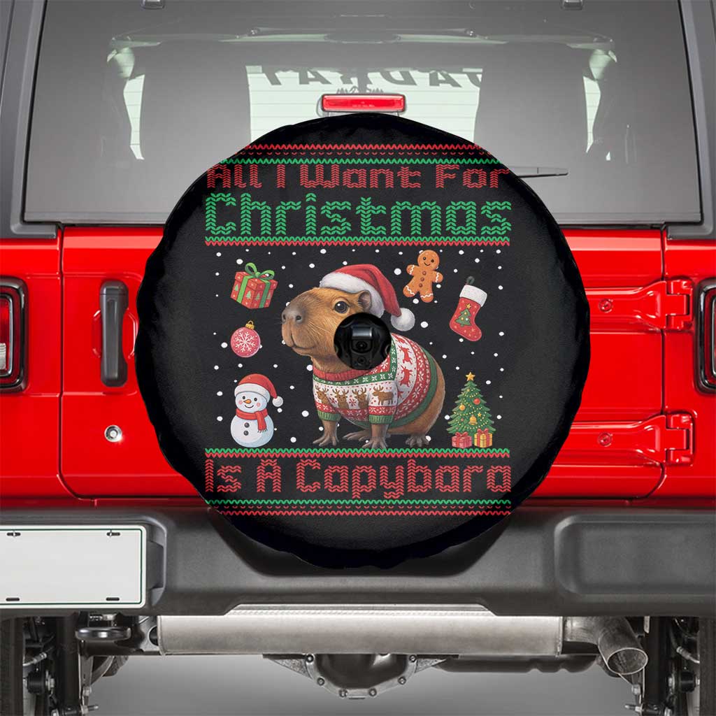 Funny Xmas Spare Tire Cover All I Want For Christmas Is A Capybara - Wonder Print Shop