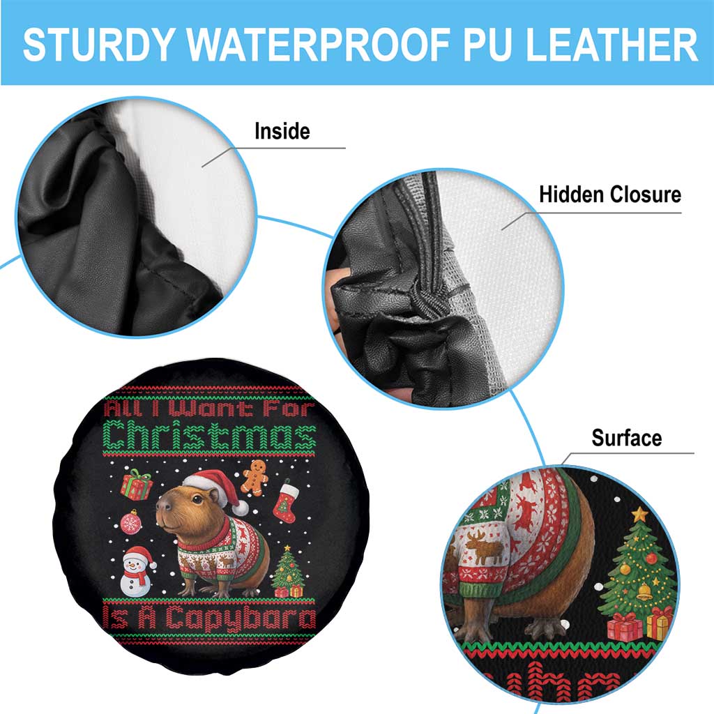 Funny Xmas Spare Tire Cover All I Want For Christmas Is A Capybara - Wonder Print Shop