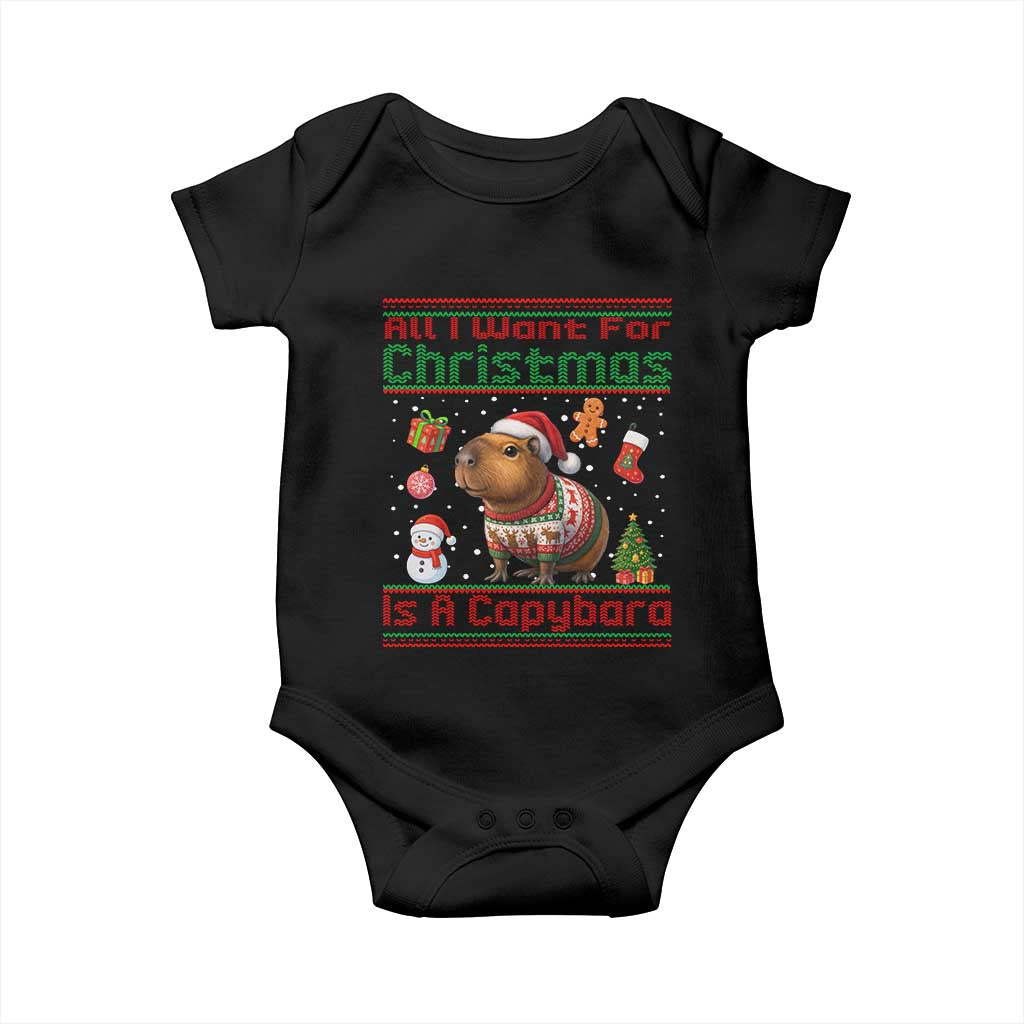 Funny Xmas Baby Onesie All I Want For Christmas Is A Capybara - Wonder Print Shop