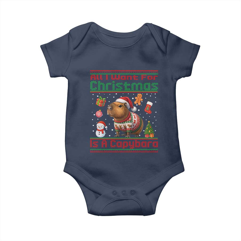 Funny Xmas Baby Onesie All I Want For Christmas Is A Capybara - Wonder Print Shop