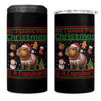 Funny Xmas 4 in 1 Can Cooler Tumbler All I Want For Christmas Is A Capybara