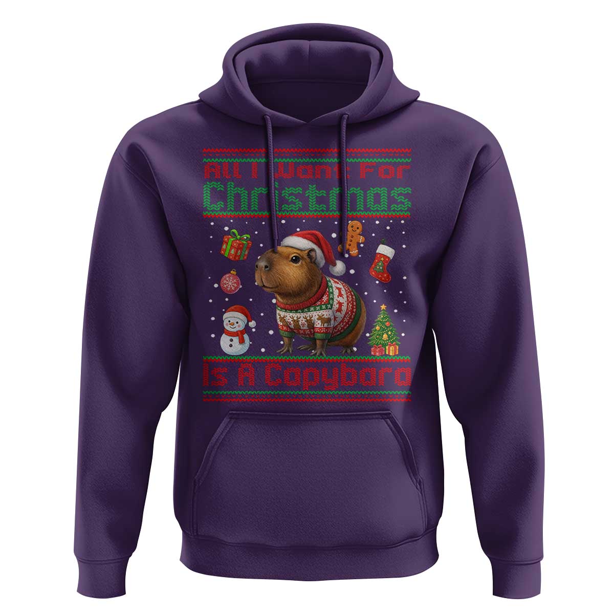 Funny Xmas Hoodie All I Want For Christmas Is A Capybara - Wonder Print Shop