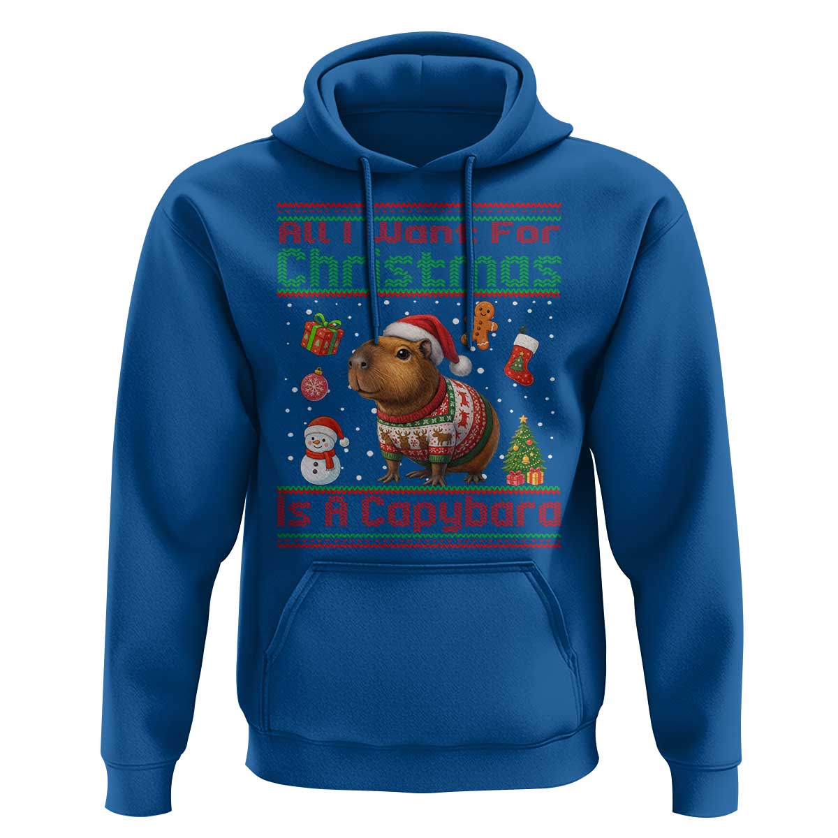Funny Xmas Hoodie All I Want For Christmas Is A Capybara - Wonder Print Shop