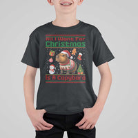 Funny Xmas T Shirt For Kid All I Want For Christmas Is A Capybara - Wonder Print Shop