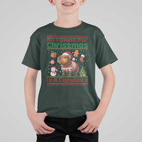 Funny Xmas T Shirt For Kid All I Want For Christmas Is A Capybara - Wonder Print Shop