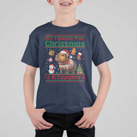 Funny Xmas T Shirt For Kid All I Want For Christmas Is A Capybara - Wonder Print Shop