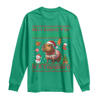 Funny Xmas Long Sleeve Shirt All I Want For Christmas Is A Capybara - Wonder Print Shop
