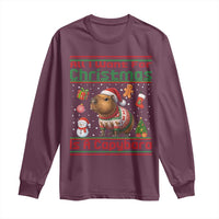 Funny Xmas Long Sleeve Shirt All I Want For Christmas Is A Capybara - Wonder Print Shop