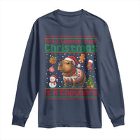 Funny Xmas Long Sleeve Shirt All I Want For Christmas Is A Capybara - Wonder Print Shop