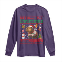 Funny Xmas Long Sleeve Shirt All I Want For Christmas Is A Capybara - Wonder Print Shop