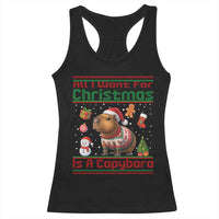 Funny Xmas Racerback Tank Top All I Want For Christmas Is A Capybara - Wonder Print Shop