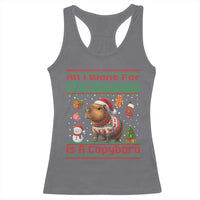Funny Xmas Racerback Tank Top All I Want For Christmas Is A Capybara - Wonder Print Shop