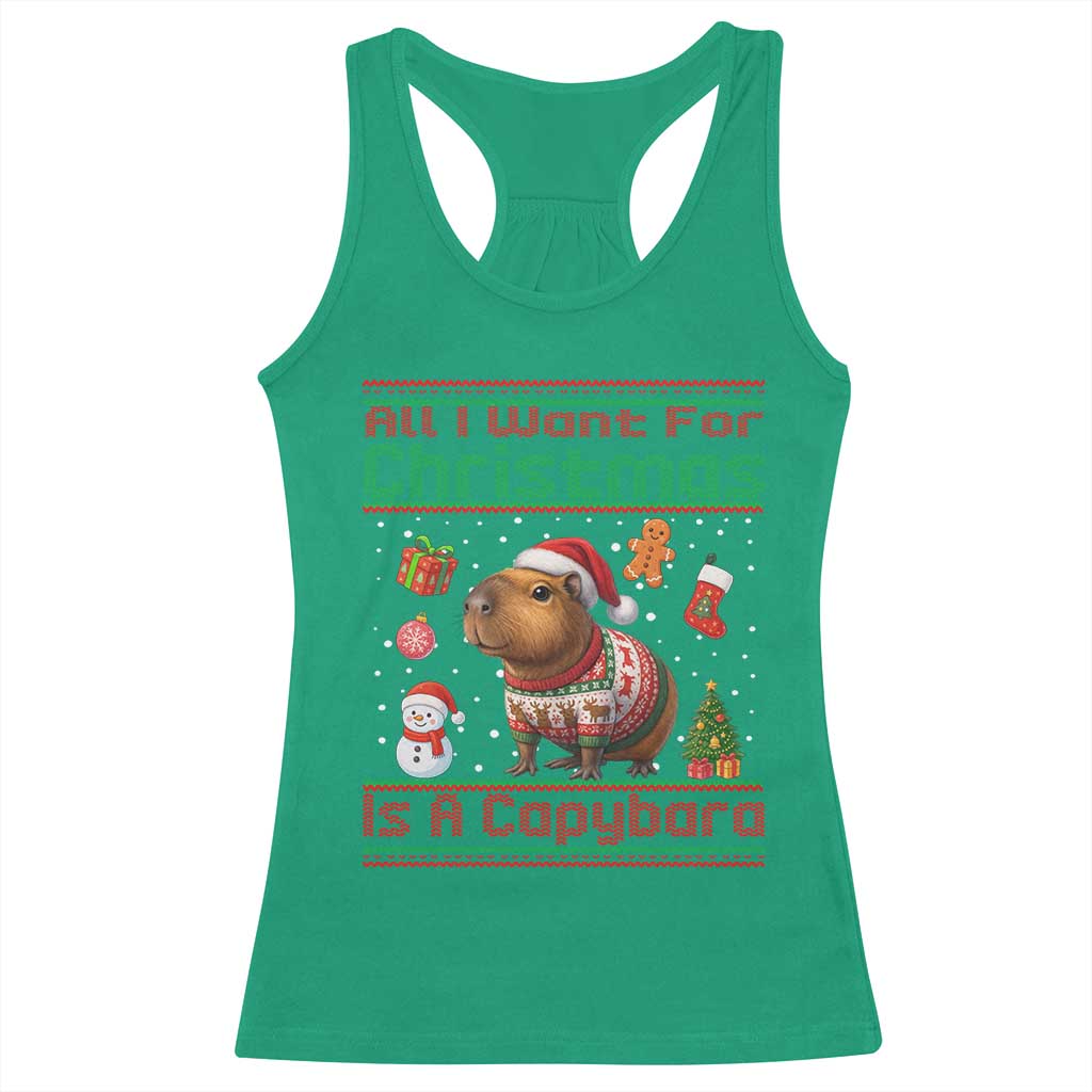 Funny Xmas Racerback Tank Top All I Want For Christmas Is A Capybara - Wonder Print Shop